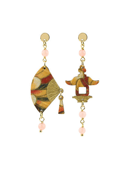 Mini Light Orange Fan Earrings - Lebole Maison
